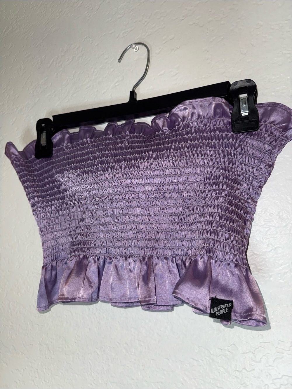 Lavender Smocked Satin Crop Top by